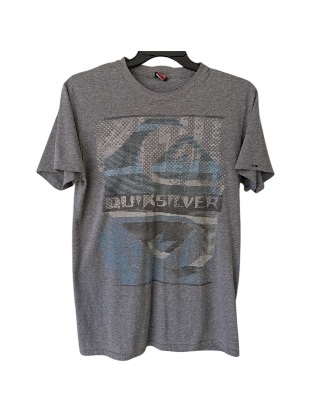 Vintage Y2K Quiksilver T-Shirt M-L Gray Graphic Skate Surf Tee Fade 20x30 Baggy